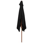 vidaXL Umbrelă de soare cu stâlp din lemn, negru, 200x300 cm