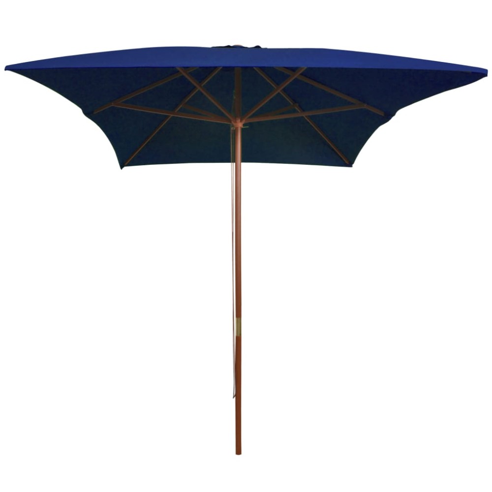 vidaXL Umbrelă de soare cu stâlp din lemn, albastru, 200x300 cm