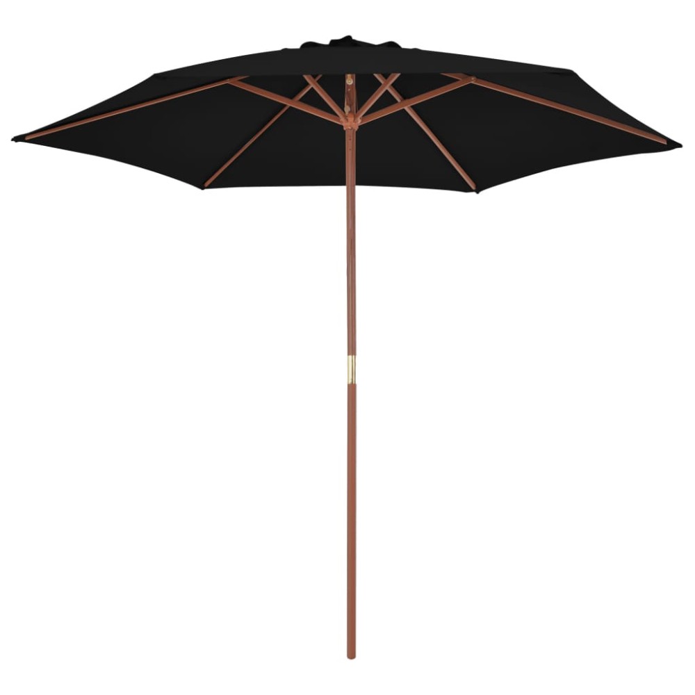 vidaXL Umbrelă de soare de grădină cu stâlp din lemn, negru, 270 cm