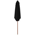 vidaXL Umbrelă de soare de grădină cu stâlp din lemn, negru, 270 cm