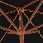 vidaXL Umbrelă de soare de grădină cu stâlp din lemn, negru, 270 cm