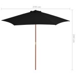 vidaXL Umbrelă de soare de grădină cu stâlp din lemn, negru, 270 cm