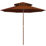vidaXL Umbrelă de soare dublă, stâlp din lemn, cărămiziu, 270 cm vidaXL Umbrelă de soare dublă, stâlp din lemn, cărămiziu, 270 cm