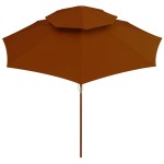 vidaXL Umbrelă de soare dublă, stâlp din lemn, cărămiziu, 270 cm vidaXL Umbrelă de soare dublă, stâlp din lemn, cărămiziu, 270 cm