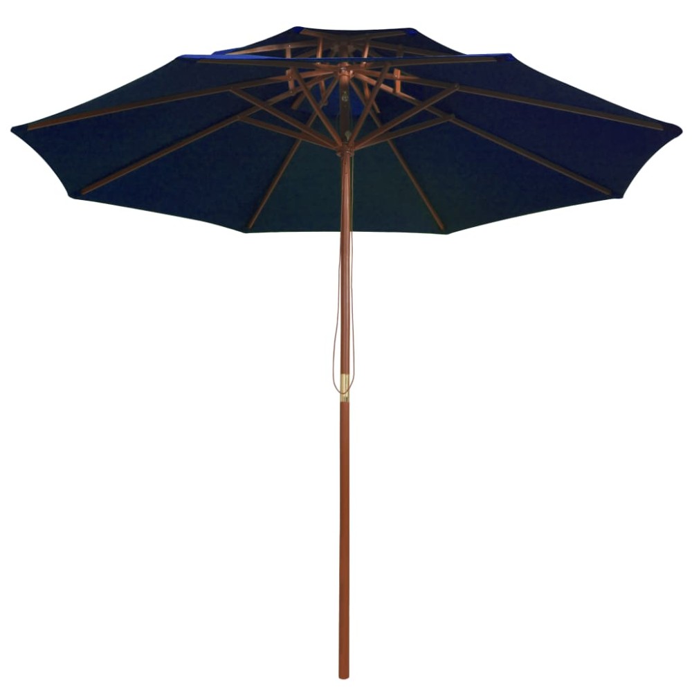 vidaXL Umbrelă de soare dublă, stâlp din lemn, albastru, 270 cm