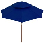 vidaXL Umbrelă de soare dublă, stâlp din lemn, albastru, 270 cm vidaXL Umbrelă de soare dublă, stâlp din lemn, albastru, 270 cm