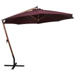 vidaXL Umbrelă suspendată cu stâlp, roșu bordo, 3,5x2,9 m, lemn brad