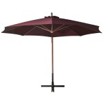 vidaXL Umbrelă suspendată cu stâlp, roșu bordo, 3,5x2,9 m, lemn brad