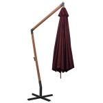 vidaXL Umbrelă suspendată cu stâlp, roșu bordo, 3,5x2,9 m, lemn brad