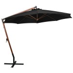 vidaXL Umbrelă suspendată cu stâlp, negru, 3,5x2,9 m, lemn de brad vidaXL Umbrelă suspendată cu stâlp, negru, 3,5x2,9 m, lemn de brad