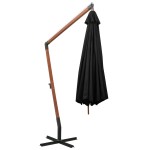 vidaXL Umbrelă suspendată cu stâlp, negru, 3,5x2,9 m, lemn de brad vidaXL Umbrelă suspendată cu stâlp, negru, 3,5x2,9 m, lemn de brad