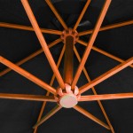 vidaXL Umbrelă suspendată cu stâlp, negru, 3,5x2,9 m, lemn de brad vidaXL Umbrelă suspendată cu stâlp, negru, 3,5x2,9 m, lemn de brad