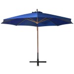 vidaXL Umbrelă în consolă cu stâlp, azuriu, 3,5x2,9 m, lemn de brad vidaXL Umbrelă în consolă cu stâlp, azuriu, 3,5x2,9 m, lemn de brad