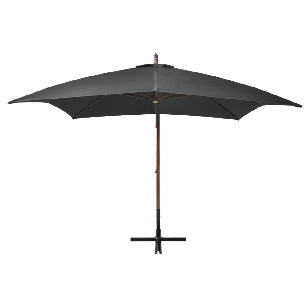 vidaXL Umbrelă suspendată cu stâlp, antracit, 3x3 m, lemn masiv brad