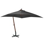 vidaXL Umbrelă suspendată cu stâlp, antracit, 3x3 m, lemn masiv brad vidaXL Umbrelă suspendată cu stâlp, antracit, 3x3 m, lemn masiv brad