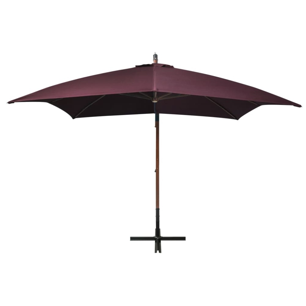 vidaXL Umbrelă grădină suspendată cu stâlp bordo 3x3 m lemn masiv brad