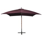 vidaXL Umbrelă grădină suspendată cu stâlp bordo 3x3 m lemn masiv brad vidaXL Umbrelă grădină suspendată cu stâlp bordo 3x3 m lemn masiv brad
