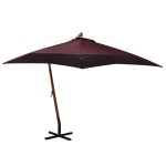 vidaXL Umbrelă grădină suspendată cu stâlp bordo 3x3 m lemn masiv brad vidaXL Umbrelă grădină suspendată cu stâlp bordo 3x3 m lemn masiv brad