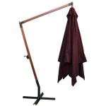 vidaXL Umbrelă grădină suspendată cu stâlp bordo 3x3 m lemn masiv brad vidaXL Umbrelă grădină suspendată cu stâlp bordo 3x3 m lemn masiv brad
