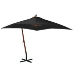 vidaXL Umbrelă suspendată cu stâlp, negru, 3x3 m, lemn masiv de brad vidaXL Umbrelă suspendată cu stâlp, negru, 3x3 m, lemn masiv de brad