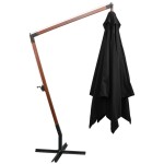vidaXL Umbrelă suspendată cu stâlp, negru, 3x3 m, lemn masiv de brad vidaXL Umbrelă suspendată cu stâlp, negru, 3x3 m, lemn masiv de brad