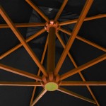 vidaXL Umbrelă suspendată cu stâlp, negru, 3x3 m, lemn masiv de brad vidaXL Umbrelă suspendată cu stâlp, negru, 3x3 m, lemn masiv de brad