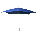 vidaXL Umbrelă suspendată cu stâlp, albastru azuriu, 3x3 m, lemn brad vidaXL Umbrelă suspendată cu stâlp, albastru azuriu, 3x3 m, lemn brad