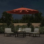 vidaXL Umbrelă în consolă cu LED-uri și stâlp de oțel, cărămiziu vidaXL Umbrelă în consolă cu LED-uri și stâlp de oțel, cărămiziu
