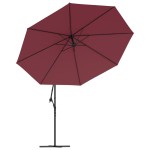 vidaXL Umbrelă în consolă de grădină cu LED-uri, roșu bordo, 350 cm