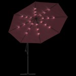vidaXL Umbrelă în consolă de grădină cu LED-uri, roșu bordo, 350 cm