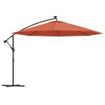 vidaXL Umbrelă în consolă de grădină cu LED-uri, cărămiziu, 350 cm