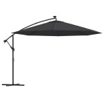 vidaXL Umbrelă în consolă de grădină cu LED-uri, negru, 350 cm vidaXL Umbrelă în consolă de grădină cu LED-uri, negru, 350 cm