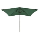 vidaXL Umbrelă de soare cu stâlp din oțel & LED-uri, verde, 2x3 m vidaXL Umbrelă de soare cu stâlp din oțel & LED-uri, verde, 2x3 m