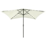 vidaXL Umbrelă de soare cu stâlp din oțel & LED-uri, nisipiu, 2x3 m vidaXL Umbrelă de soare cu stâlp din oțel & LED-uri, nisipiu, 2x3 m