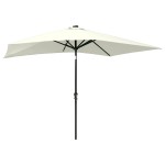 vidaXL Umbrelă de soare cu stâlp din oțel & LED-uri, nisipiu, 2x3 m vidaXL Umbrelă de soare cu stâlp din oțel & LED-uri, nisipiu, 2x3 m