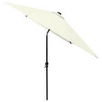 vidaXL Umbrelă de soare cu stâlp din oțel & LED-uri, nisipiu, 2x3 m vidaXL Umbrelă de soare cu stâlp din oțel & LED-uri, nisipiu, 2x3 m