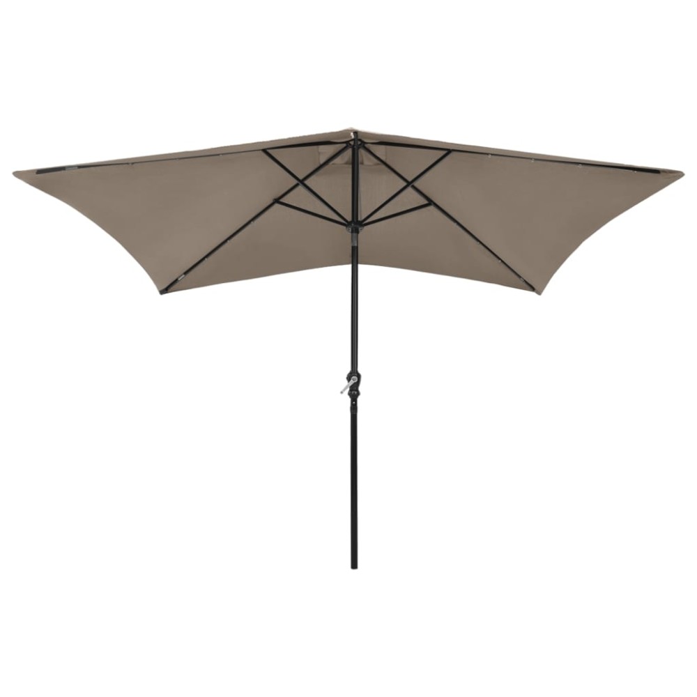 vidaXL Umbrelă de soare cu stâlp din oțel & LED-uri, taupe, 2x3 m