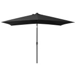 vidaXL Umbrelă de soare cu stâlp din oțel & LED-uri, negru, 2x3 m vidaXL Umbrelă de soare cu stâlp din oțel & LED-uri, negru, 2x3 m