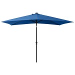 vidaXL Umbrelă de soare, stâlp din oțel/LED-uri, albastru azur, 2x3 m vidaXL Umbrelă de soare, stâlp din oțel/LED-uri, albastru azur, 2x3 m