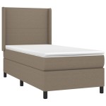 vidaXL Pat cu arcuri, saltea și LED, gri taupe, 90x200 cm, textil