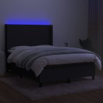 vidaXL Pat cu arcuri, saltea și LED, negru, 140x200 cm, textil