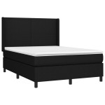 vidaXL Pat cu arcuri, saltea și LED, negru, 140x200 cm, textil