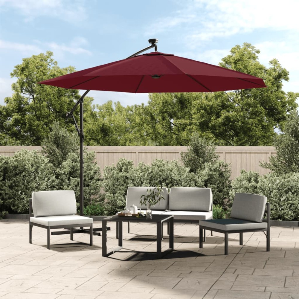 vida XL Pânză de schimb umbrelă de soare consolă, roșu bordo, 350 cm