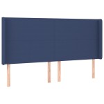 vidaXL Pat cu arcuri, saltea și LED, albastru, 160x200 cm, textil