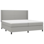 vidaXL Pat cu arcuri, saltea și LED, gri deschis, 200x200 cm, textil