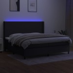 vidaXL Pat cu arcuri, saltea și LED, negru, 200x200 cm, textil