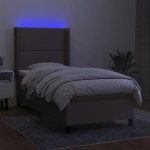 vidaXL Pat cu arcuri, saltea și LED, gri taupe, 80x200 cm, textil