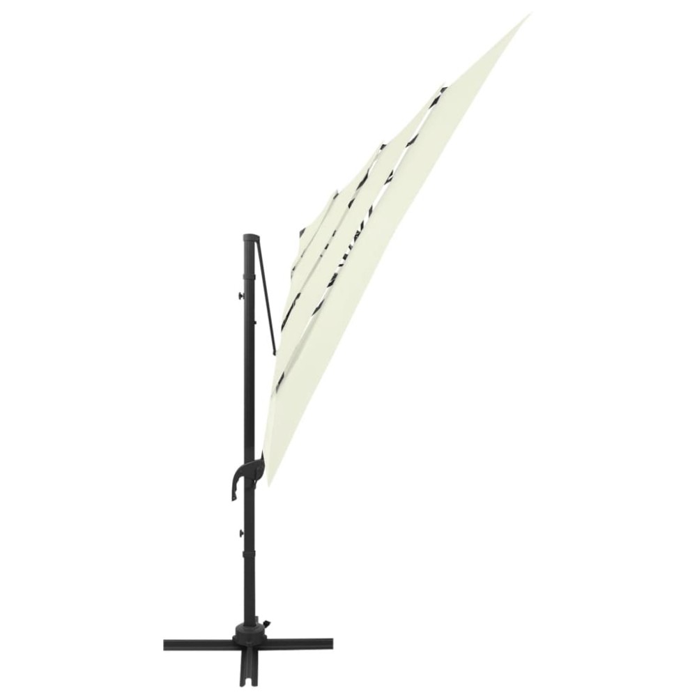vidaXL Umbrelă de soare 4 niveluri, stâlp aluminiu, nisipiu 250x250 cm