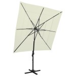 vidaXL Umbrelă de soare 4 niveluri, stâlp aluminiu, nisipiu 250x250 cm vidaXL Umbrelă de soare 4 niveluri, stâlp aluminiu, nisipiu 250x250 cm