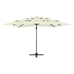 vidaXL Umbrelă de soare 4 niveluri, stâlp aluminiu, nisipiu 250x250 cm vidaXL Umbrelă de soare 4 niveluri, stâlp aluminiu, nisipiu 250x250 cm